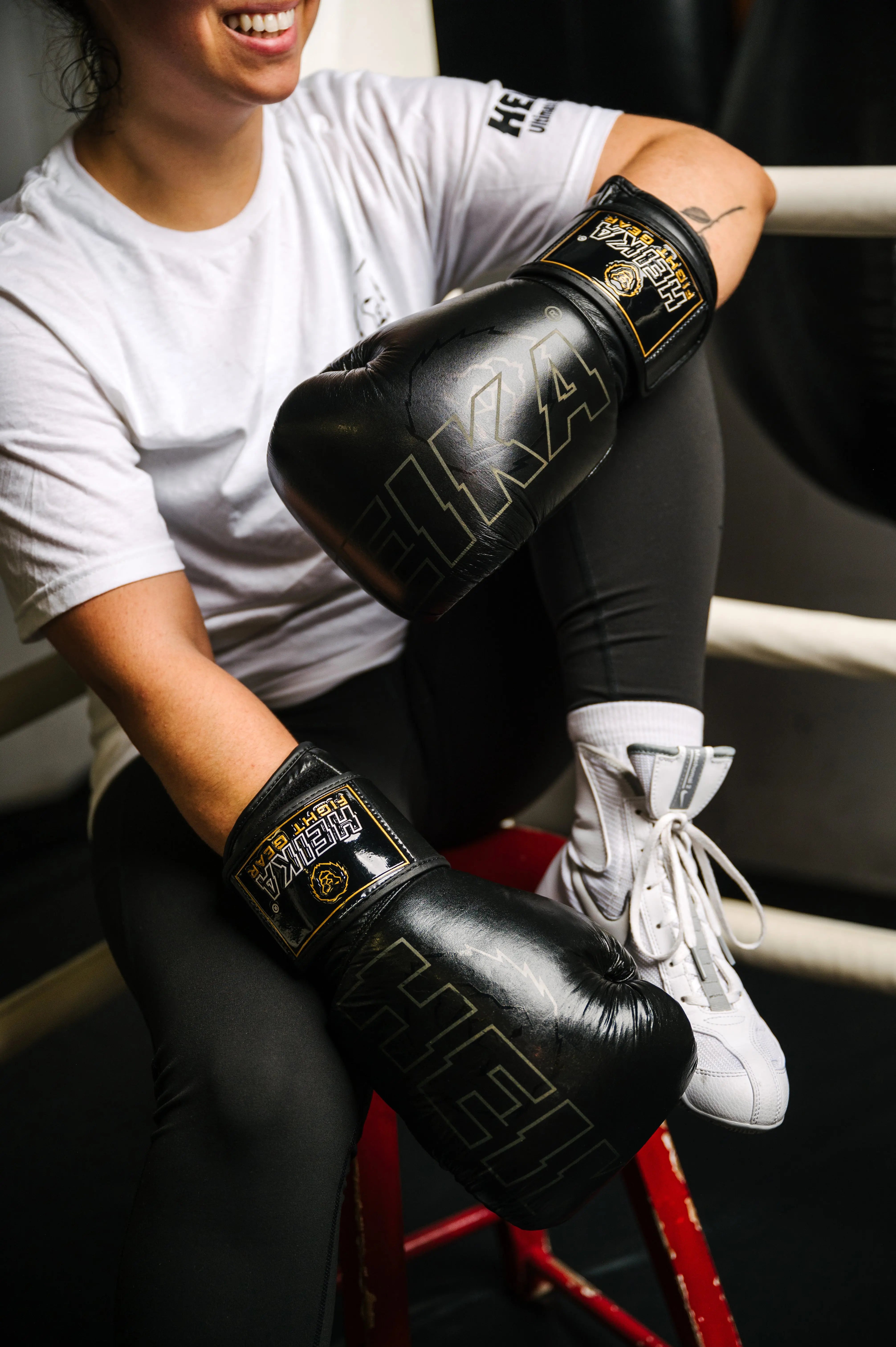 Heika Pro Premium Leather Boxing Gloves - Black Heika Sports