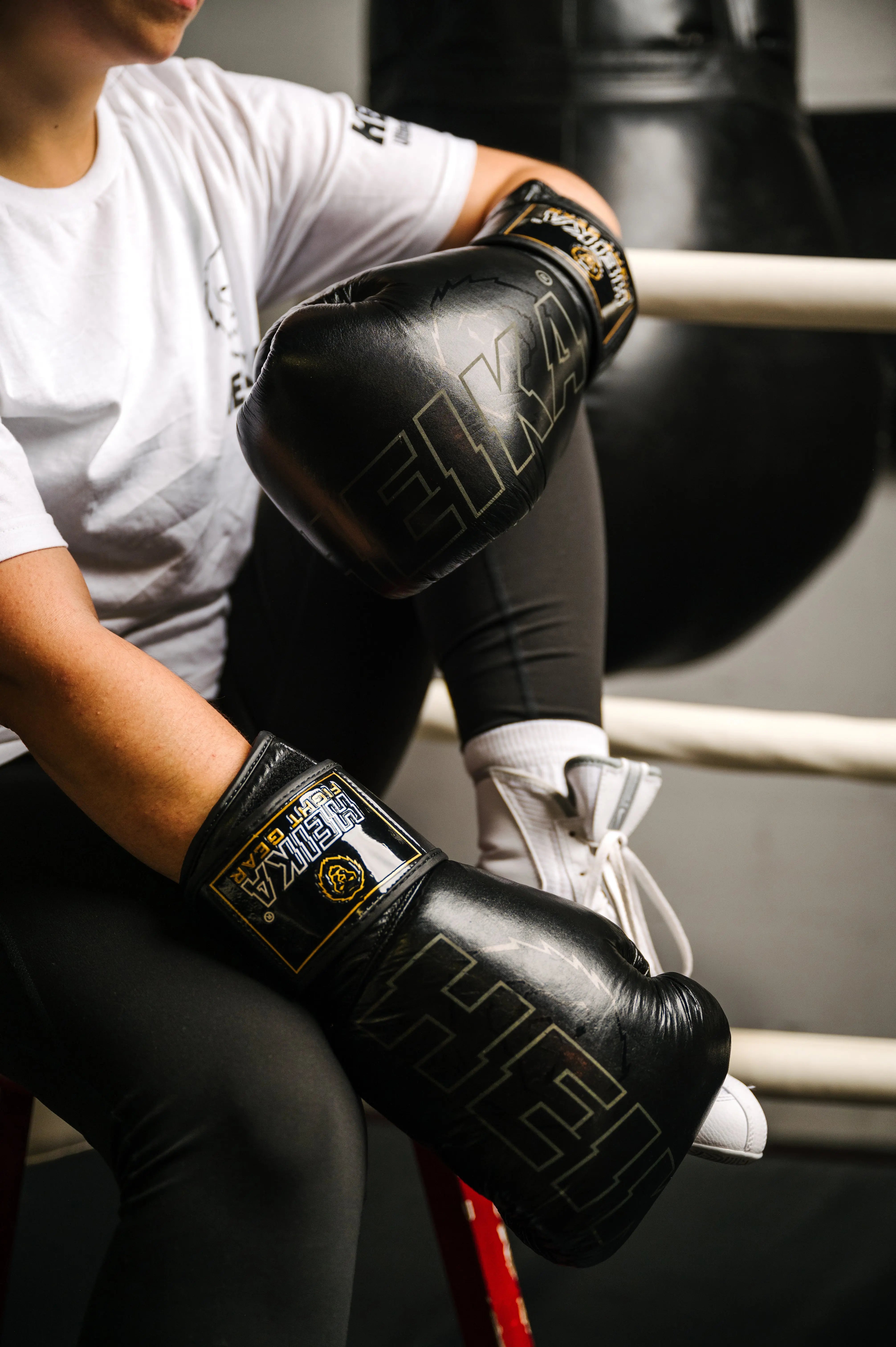 Heika Pro Premium Leather Boxing Gloves - Black Heika Sports