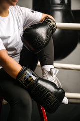Heika Pro Premium Leather Boxing Gloves - Black Heika Sports