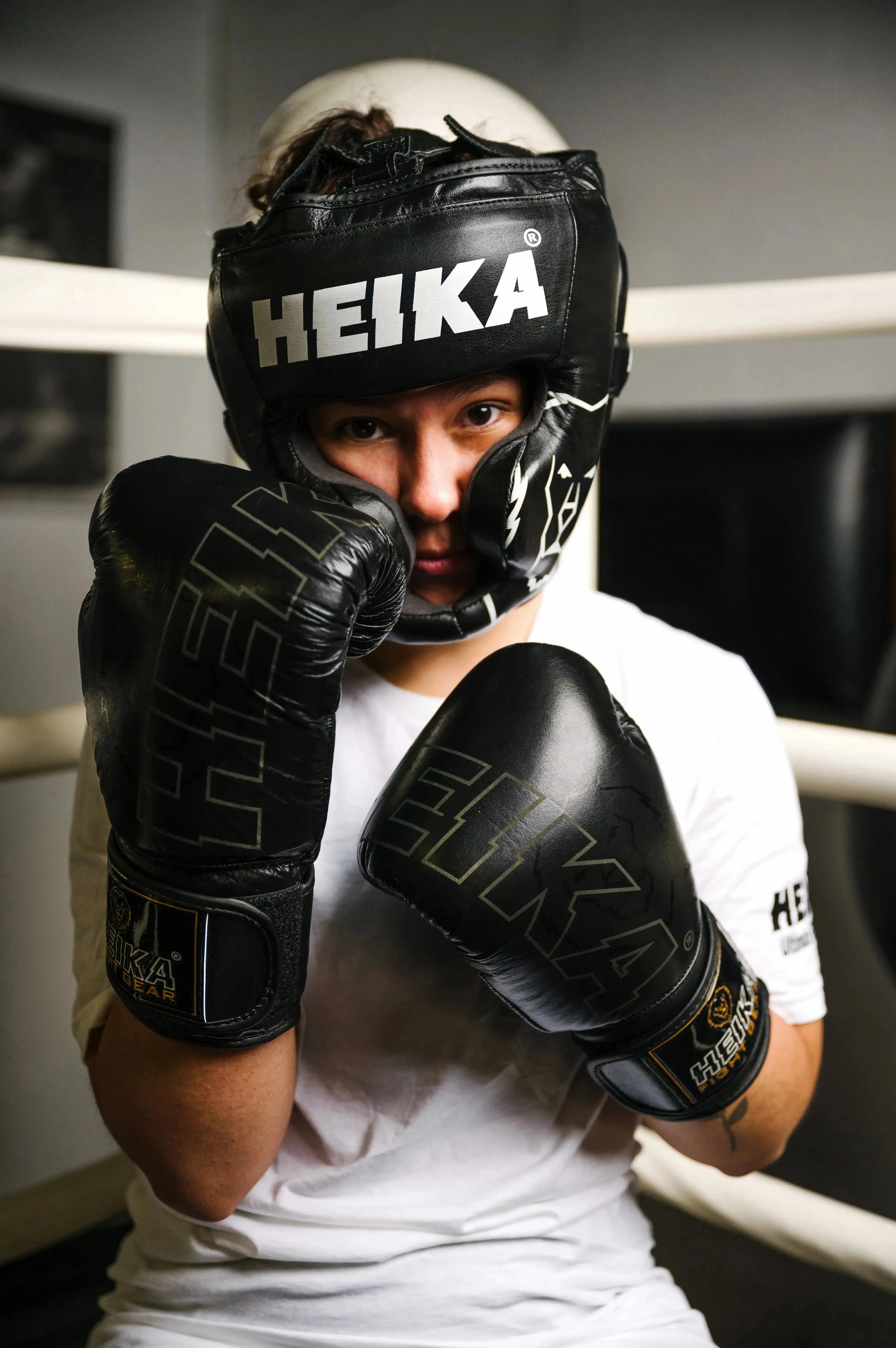 Heika Pro Premium Leather Boxing Gloves - Black Heika Sports