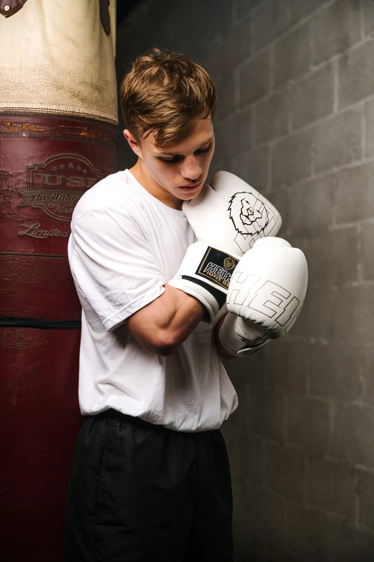 Heika Pro Premium Leather Boxing Gloves - White Heika Sports