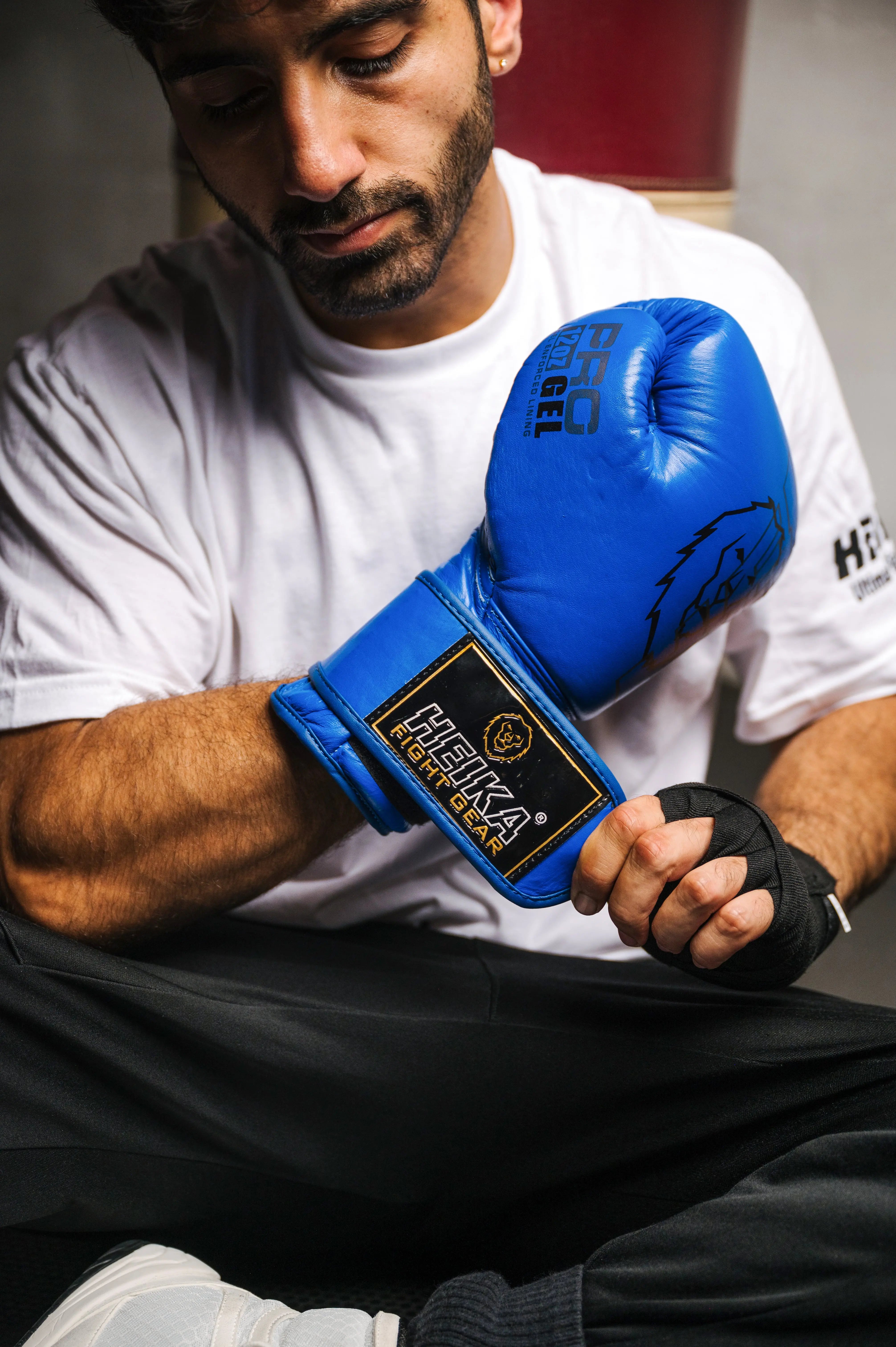 Heika Pro Premium Leather Boxing Gloves - Blue Heika Sports