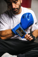 Heika Pro Premium Leather Boxing Gloves - Blue Heika Sports