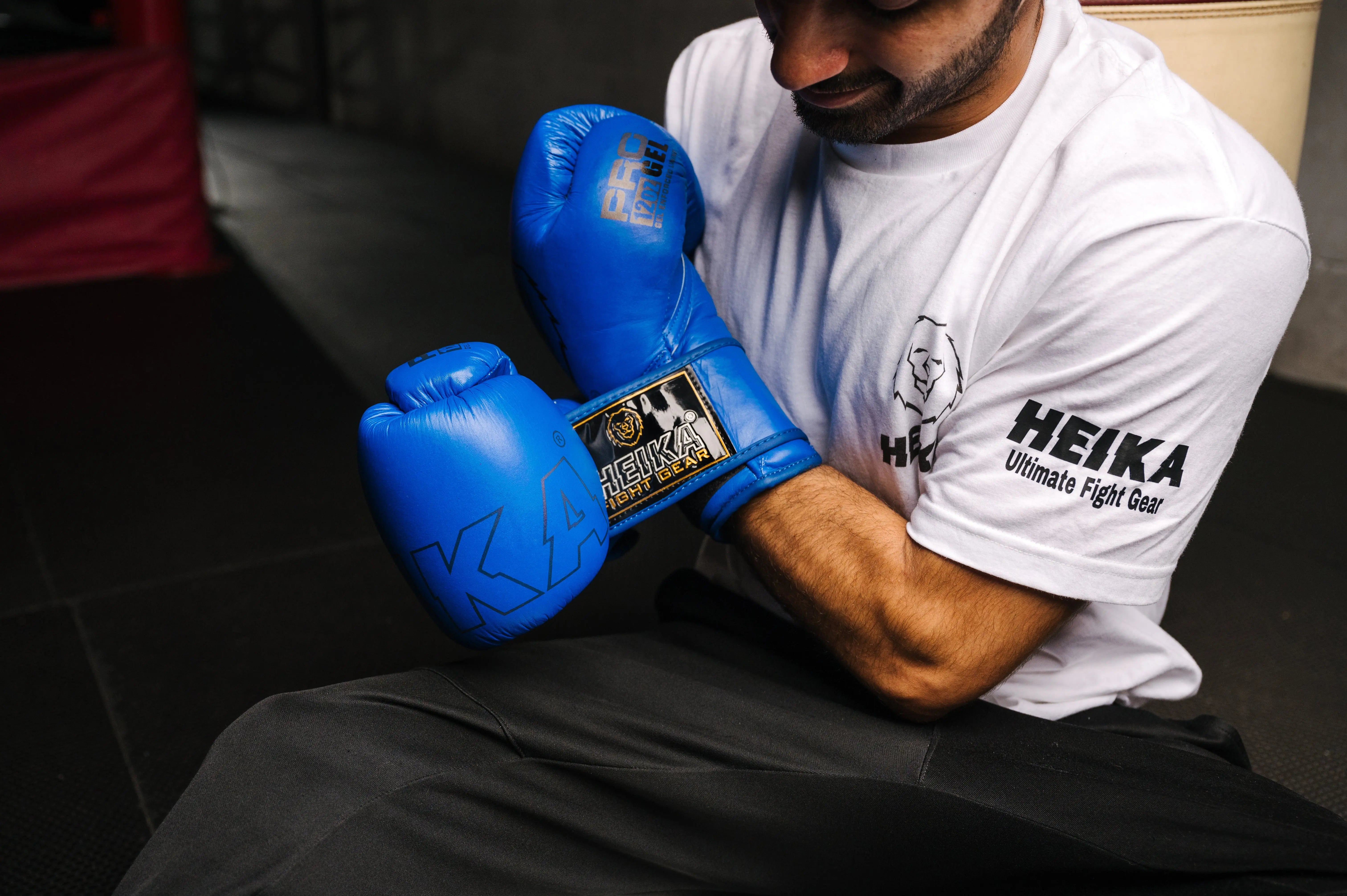 Heika Pro Premium Leather Boxing Gloves - Blue Heika Sports