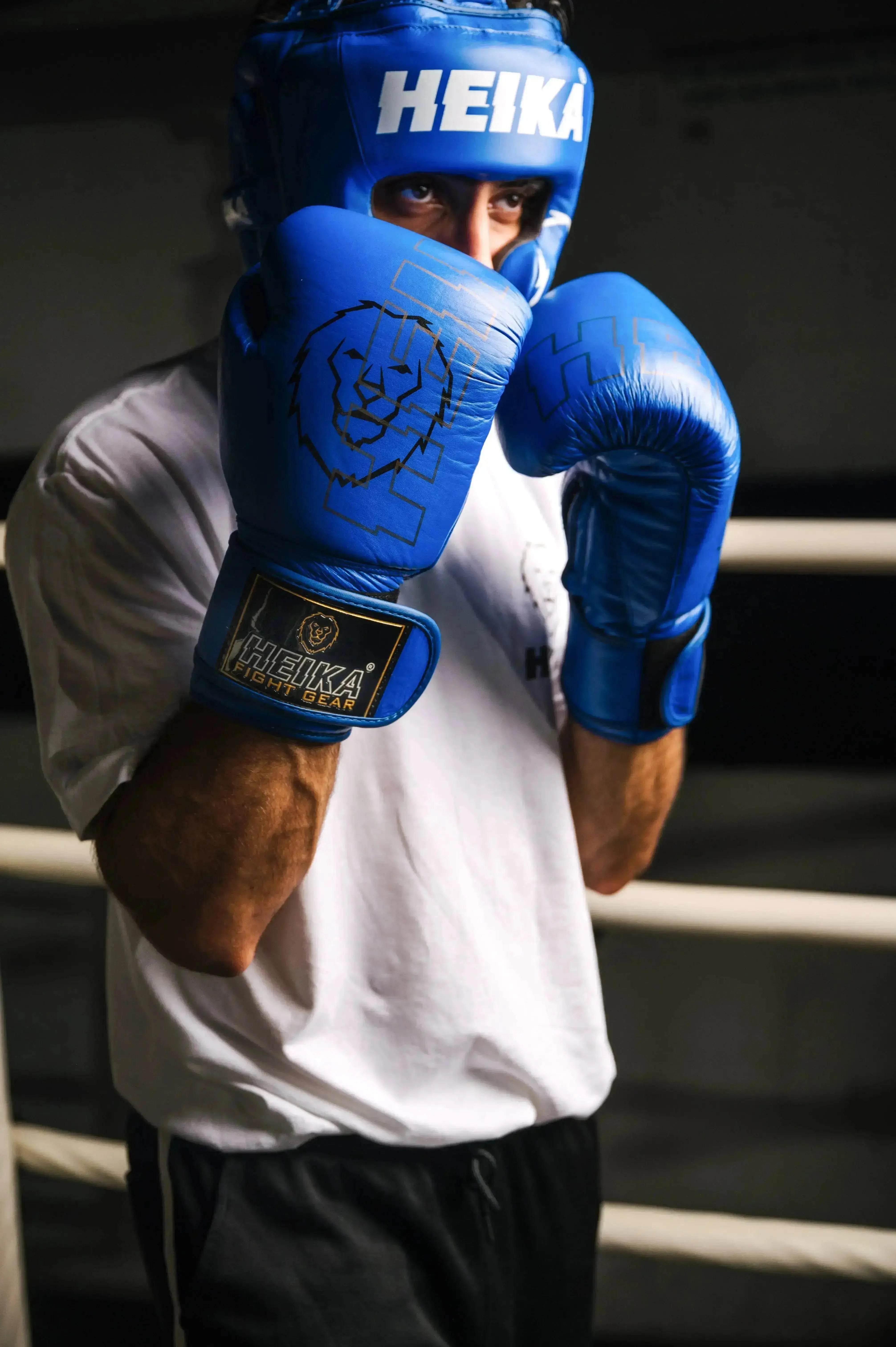 Heika Pro Premium Leather Boxing Gloves - Blue Heika Sports